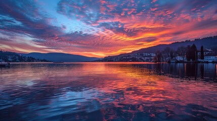 Wall Mural - Stunning Sunset over the Lake