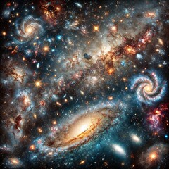 Wall Mural - 3d animation of many galaxies and stars in outer space
