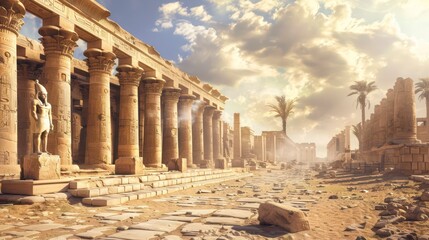 egypt ancient city illustration wallpaper