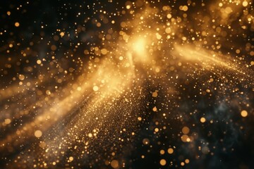 Poster - A cascade of golden particles dances in a celestial motion, creating a mesmerizing display of light and movement
