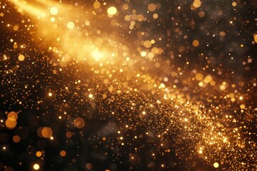 Poster - A cascade of golden dust particles moves in a celestial pattern against a dark background