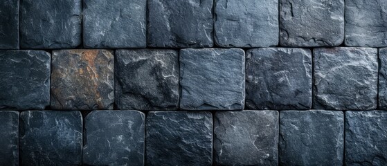 Canvas Print -  A detailed shot of a stone wall, composed of distinctively varied rock types