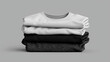 © Cedric - set of pile stack group of folded blank black and white tshirts