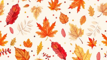 Aufkleber - A pattern of leaves and berries on a white background