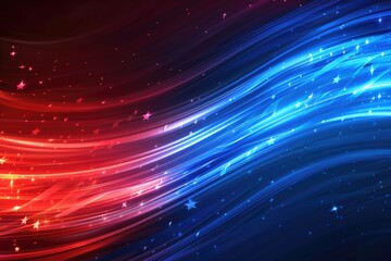 Poster - Red and blue stars on a cosmic background, ideal for space-themed designs