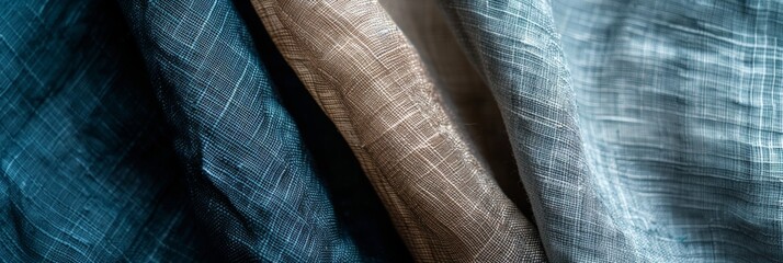 Poster - A soft, diffused light illuminates three different textured fabrics arranged in a linear fashion