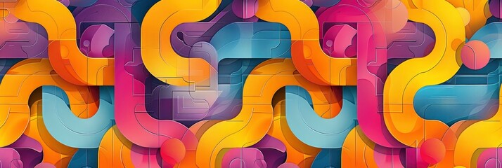 Wall Mural - Abstract Colorful Interlocking Shapes Background