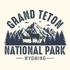 Grand Teton National Park, Wyoming - Adventure t-shirt design for tourism