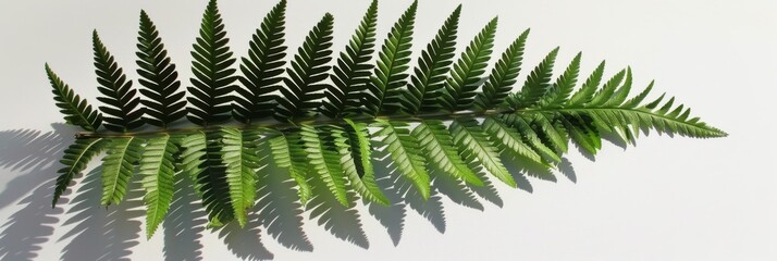 Poster - a fern leaf casts a shadow on a white surface, creating an elegant, nature-inspired pattern
