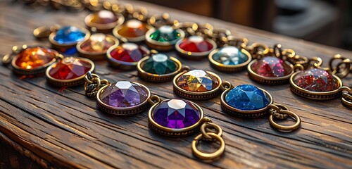 Canvas Print - a row of colorful gemstones.