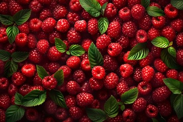 Wall Mural - raspberry banner. raspberry background. Overal plan food photography