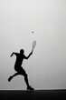 © Елена Григорова - Action silhouette of a tennis player on a split black and white background ideal for sports imagery