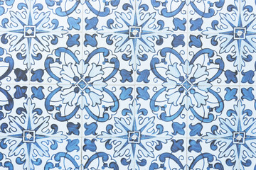 Sticker - blue and white scrapbooking paper sheet with florals on tiles