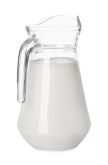 Wall Mural - Glass jug of fresh milk isolated on white