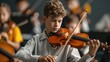 © DigitalMagicVisions - Passionate Student Engaged in Focused Violin Practice during Music Class