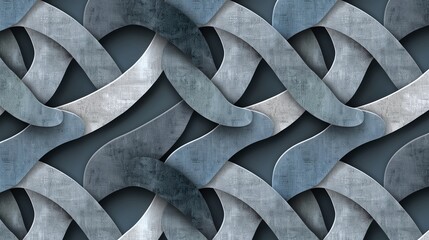 Modern and stylish three dimensional seamless pattern with metallic shapes on abstract background