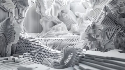 Wall Mural - a large white sculpture with a lot of lines