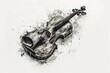 © WaxWing_Ai - Charcoal grunge drawing of a violin musical instrument