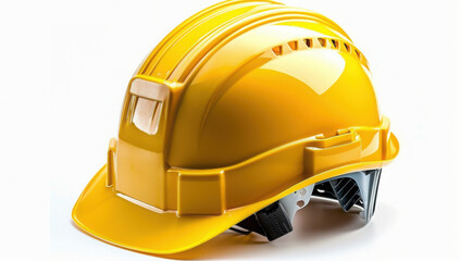 Construction helmet in yellow on white background with clipping path
