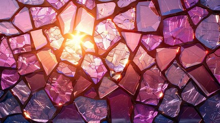 Wall Mural -   Close-up of a transparent glass window with a bright light shining in the center, framed by black edges
