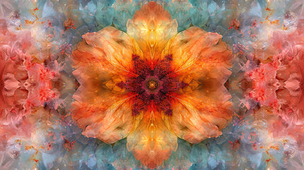 Wall Mural -   A multicolored image of a flower resembling Kaleidoscope art, Kaleidoscope art, Kaleidoscope art, Kaleidoscope art, Kaleidos