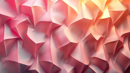 Wall Mural -   A close-up of pink and yellow origami sheets