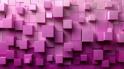 Wall Mural -  A collection of square-shaped purple blocks arranged in an abstract pattern on a wall