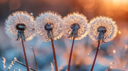 Wall Mural -   A dandelion close-up with blurred background