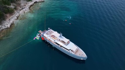 Wall Mural - luxury private superyacht  anchored in kerkyra, corfu,Greece