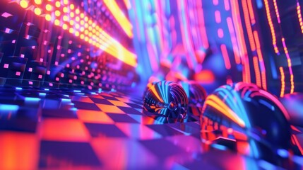 Poster - 3d render illustration. Geometric shapes with vibrant colors
