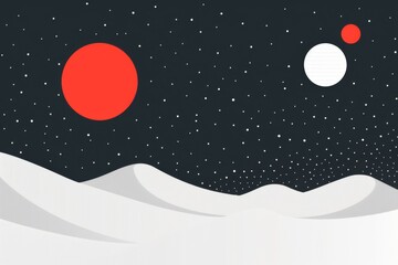 Sticker - Abstract minimalist landscape with red and white elements symbolizing simplicity and tranquility