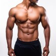 © amol - A young Indian muscular men's six pack abs close up shot, on white background