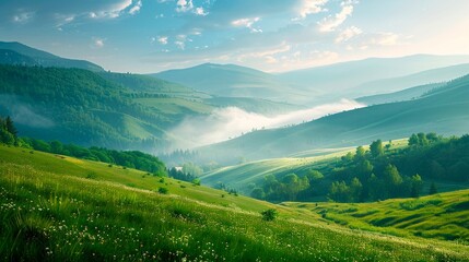 Sticker - beautiful summer landscape in the mountains.