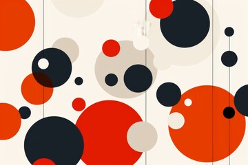 Sticker - Abstract geometric design with overlapping circles in white red and black illustrating modern art and structure