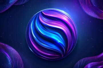 Wall Mural - Digital illustration of a glowing blue and purple orb symbolizing mysticism and depth