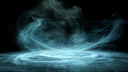 Wall Mural - smoke in the fog in a dark room