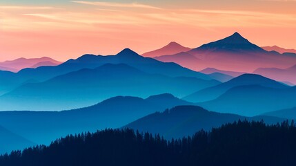 Wall Mural - beautiful sunset in the mountains