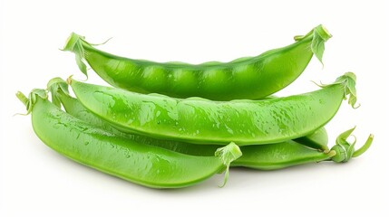 Fresh green pea pods isolated on a white background