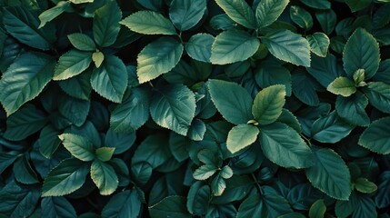 Poster - A close-up view of a bunch of green leaves