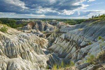 Poster - A scenic view of a canyon with a bright blue sky in the background, suitable for travel or nature-related themes
