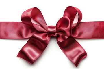 Wall Mural - Shiny red satin ribbon on white background. red bow. Isolated red bow and ribbon. Holiday red bow and ribbon. Christmas gift, valentines day, birthday, Generative AI