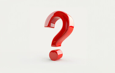 3D Big red question mark icon. Faq symbol in white background,