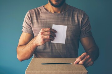 Aufkleber - A person holding a document in front of a container, suitable for use in illustrations about records, storage, or office scenes