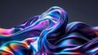 © AItist - Elegant and modern design, abstract holographic fabric with waves, adorned with blue and purple neon lights