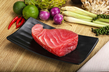 Wall Mural - Raw fresh tuna steak for grill