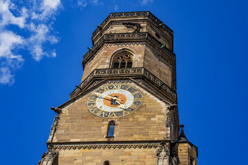 Collegiate Church (Stiftskirche, built in the 15th century), located in the Stuttgart city center, is the main church of the Evangelical Church in Wurttemberg. Stuttgart, Germany.