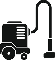 Poster - black and white icon of a professional vacuum cleaner using a nozzle for dust removal