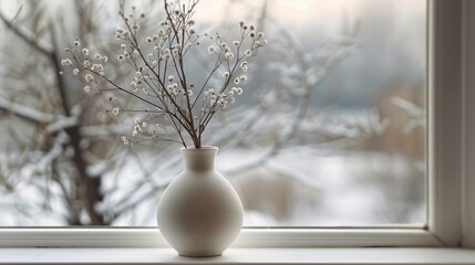 Wall Mural - White Vase on Window Sill