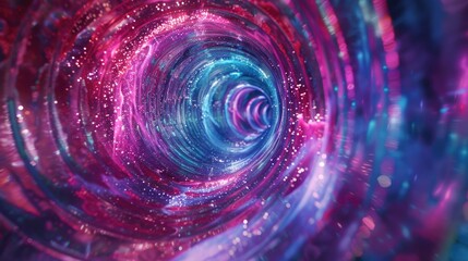 Wall Mural - a colorful tunnel with a purple and blue swirl. the tunnel is filled with bright colors and has a fu
