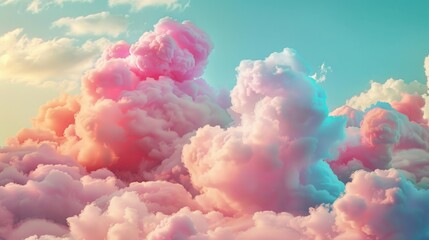 Sticker - Pink clouds in the sky with a blue sky background